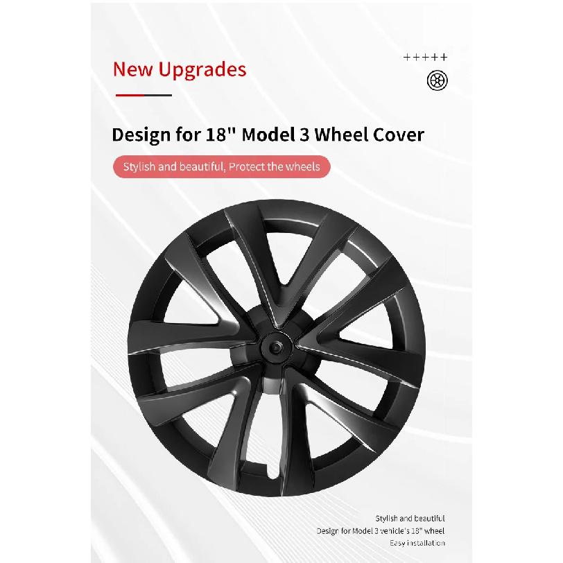 4PCS Hubcaps Design for Tesla Model 3 Full Rim Cover 2023 18 Inch Arachnid Wheel Cover Performance Replacement Car Accessories