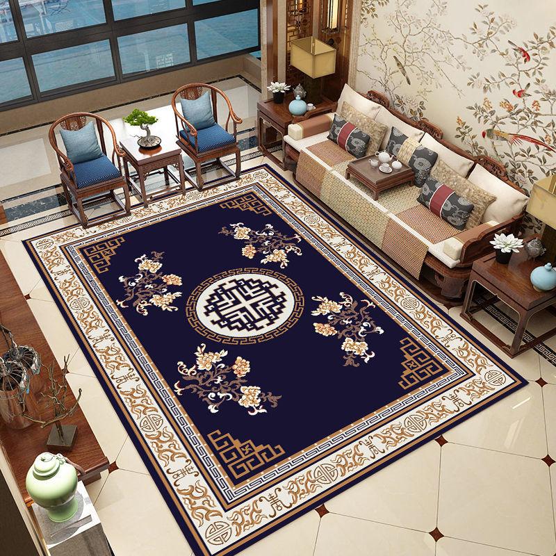 1pc Traditional Floral Area Mat for Living Room, Flannel Mat Suitable As Floor Covering in Lounge Bedroom Nursery Outdoor Patio Decorative Home