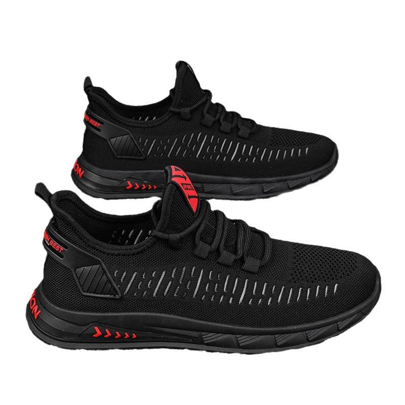 Herrenschuhe 2024 neue Sommer atmungsaktive lässige Sport-Mesh-Schuhe mit Laufsohle aus weichem Material, Fly-Woven-Mesh, Herren-Trendschuhe