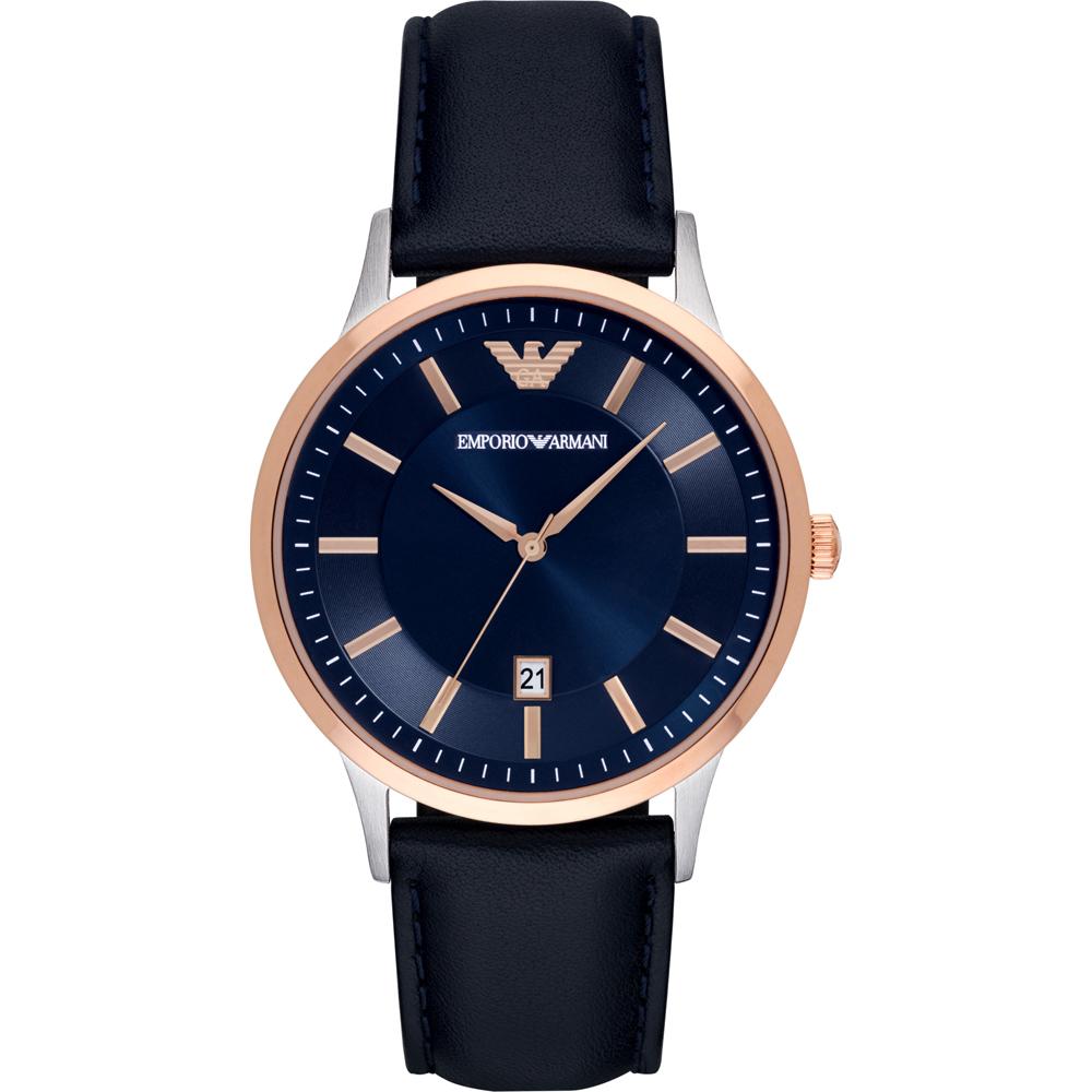 Emporio Armani Renato Blue Blue Leather Men s Quartz Watch AR11188 синий