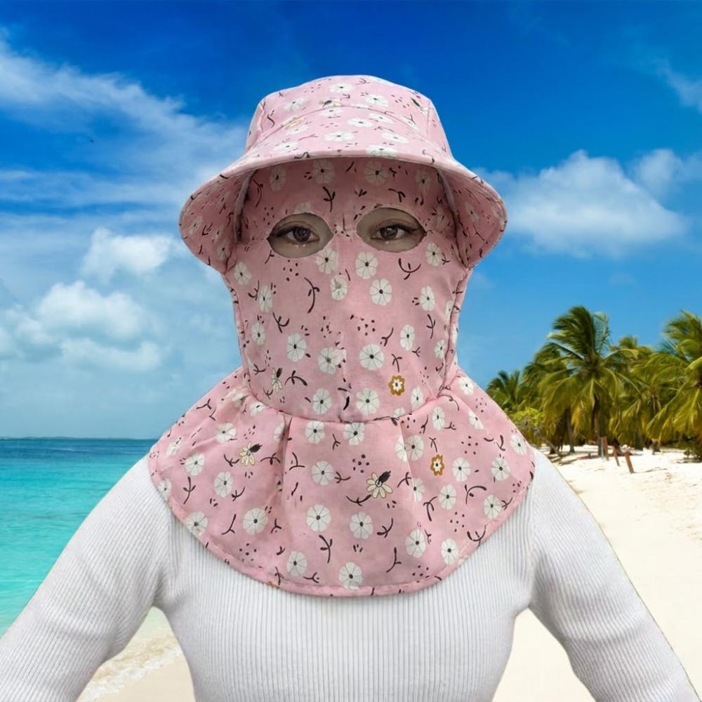 Wide Brim Tea Picking Work Hat Breathable Fisherman s Hat Face Mask Sun Hat  Summer Outdoor розовый