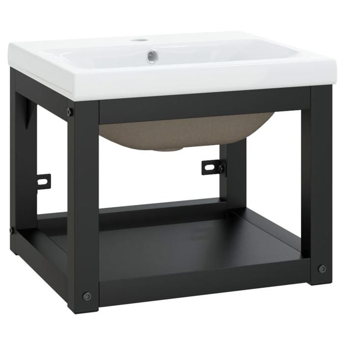 VidaXL Cadre de lavabo de salle de bain vasque à encastrer Noir Fer, cadre de lavabo, meuble de salle de bain, cadre console 3101382