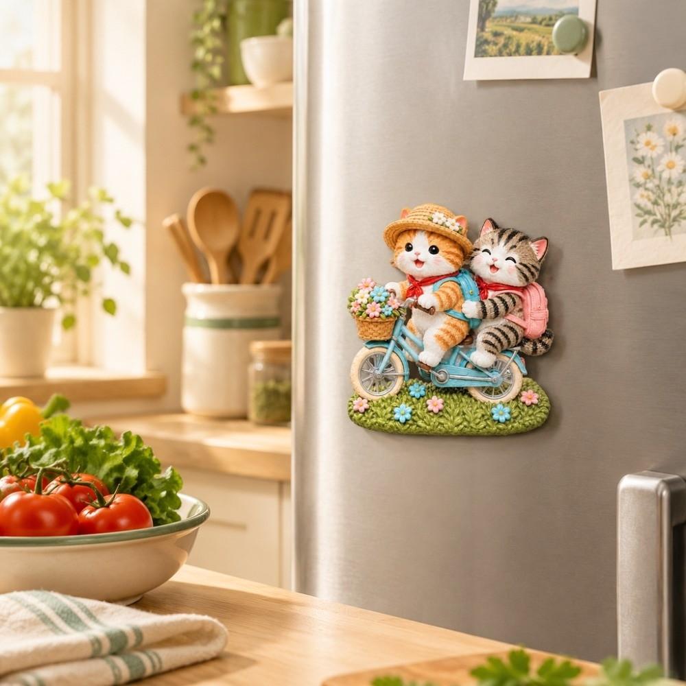 Cute Cat Theme Cat Fridge Magnet Simulation Decorative Fridge Magnet Refrigerator Decoration