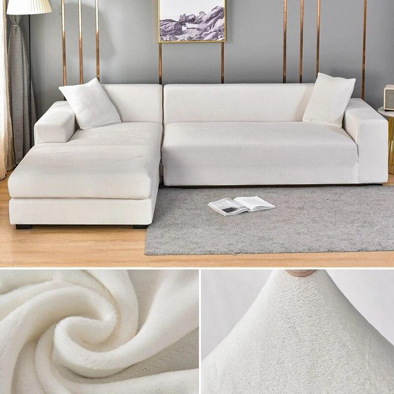 Velvet Sofa Cover for Living Room Thick Elastic Sofa Cover 1/2/3/4 Seater L Shaped Corner Sofa Cover Stretch Cover for Sofa