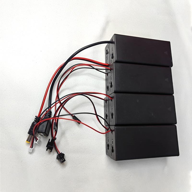 18650 Battery Holder Box 2 Slots Battery Storage Case With Switch & Cover & PH2.0 XH2.54 DC5.5X2.1 USB2.0Terminal Wire
