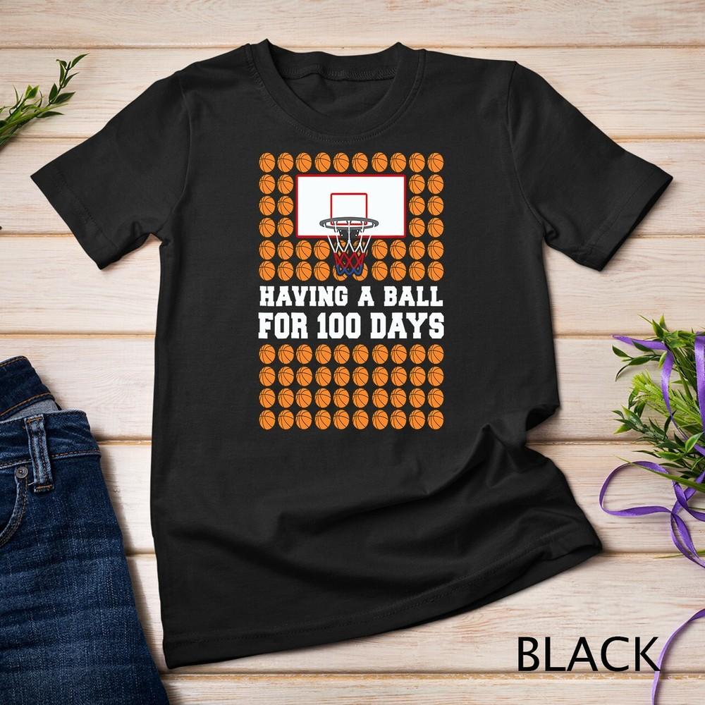 

100 Days Of School Basketball 100th Day Balls Gift For Boys Unisex T-shirt L