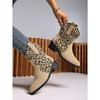 Damen Herbst-Winter Leo-Print klobiger Absatz spitzer Zehenpartie mittelhohe Martin Boots, in großen Größen erhältlich.