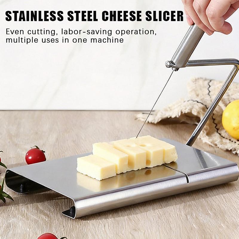 Cortador de Queso de Acero Inoxidable con Escala de Medición Precisa y Cable de Corte Duradero Perfecto para Cocina Horneado Corte de Mantequilla