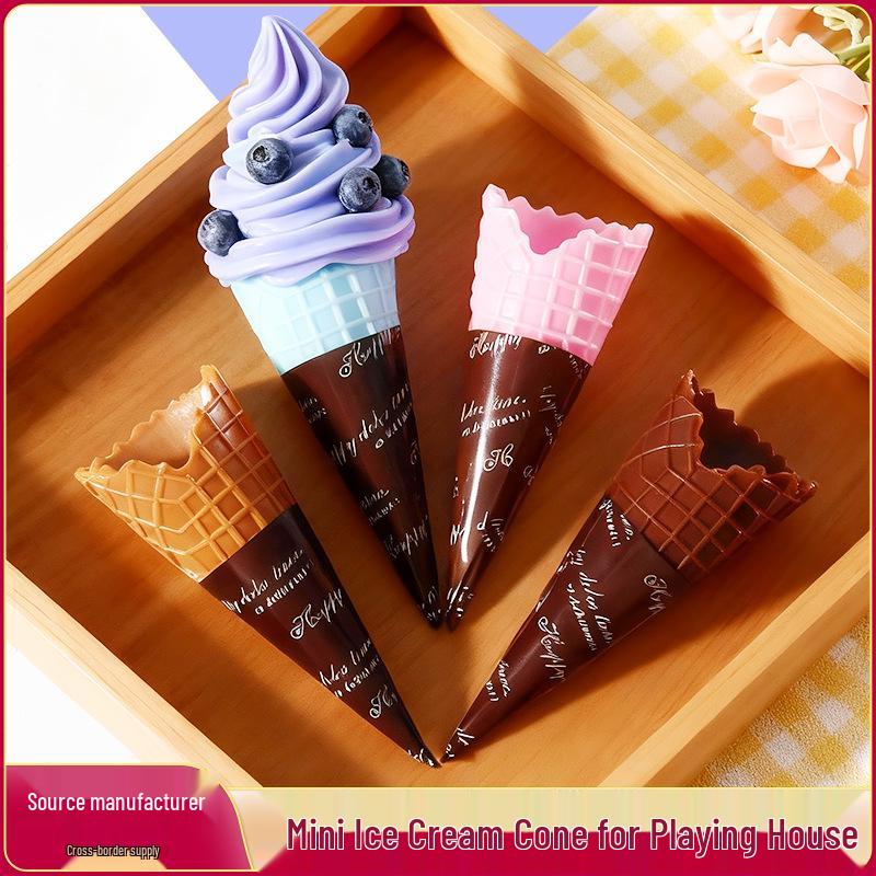 

Multi-color Ice Cream Cone Cup Kit: DIY Edible Toy with Paper Holder & Pendant Decoration. Blue with Paper Holder