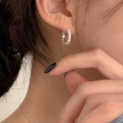 (925 Silver) Oval Stone Earrings E 105