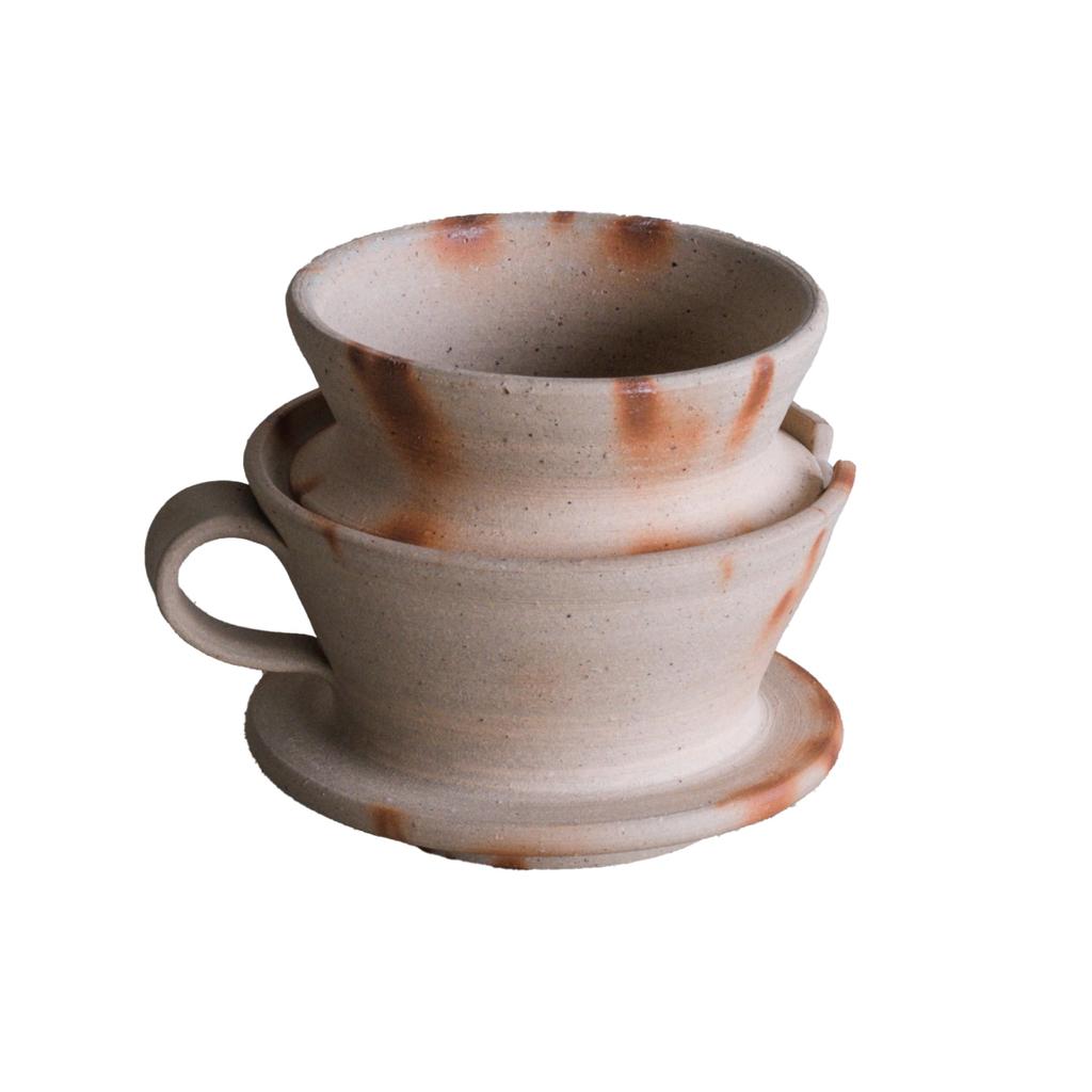 RODGERS Bizen Ware Large Dripper, Large Capacity, Gift, Coffee Dripper, Handmade in Japan, Perfect for Retirement Gifts, Gift, Scarlet Tasuki, Okayama