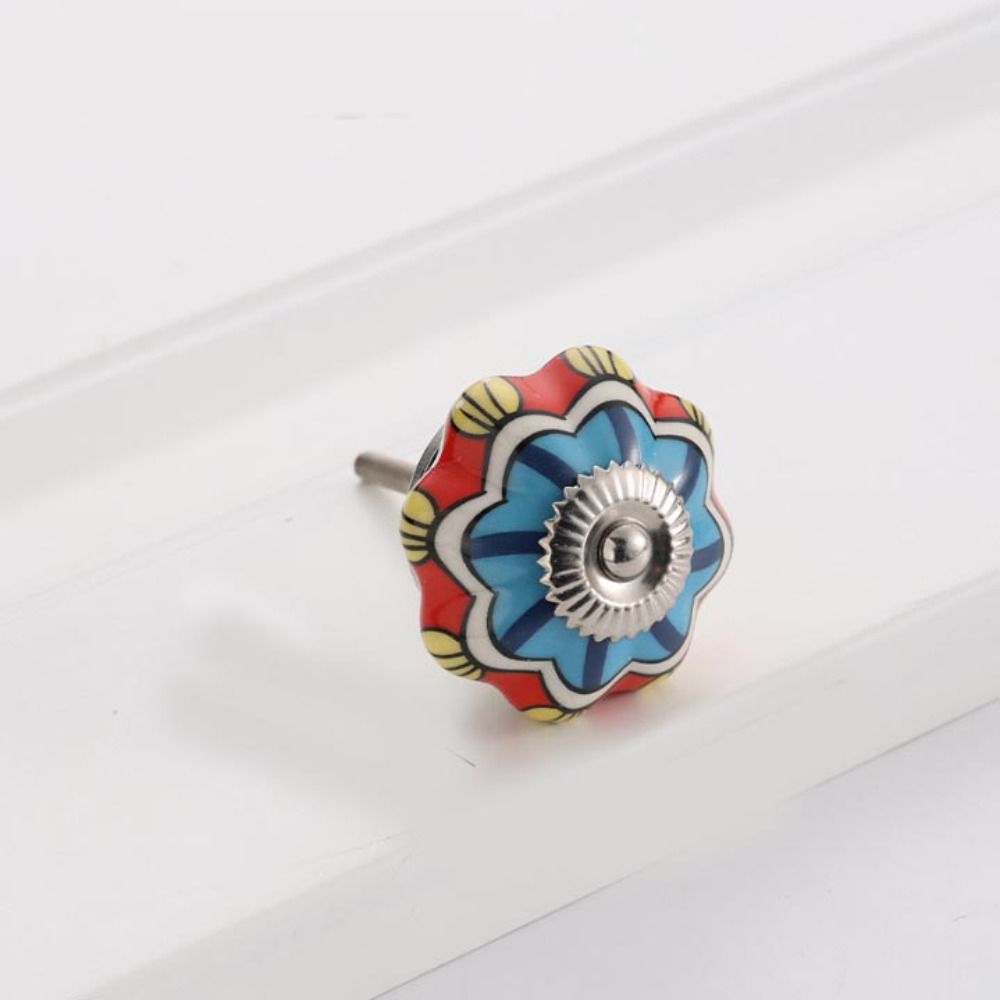 Simple Single Hole Ceramic Pumpkin Handle Round Vintage Vintage Cabinet Knob European Style Creative Door Pull Handles Furniture