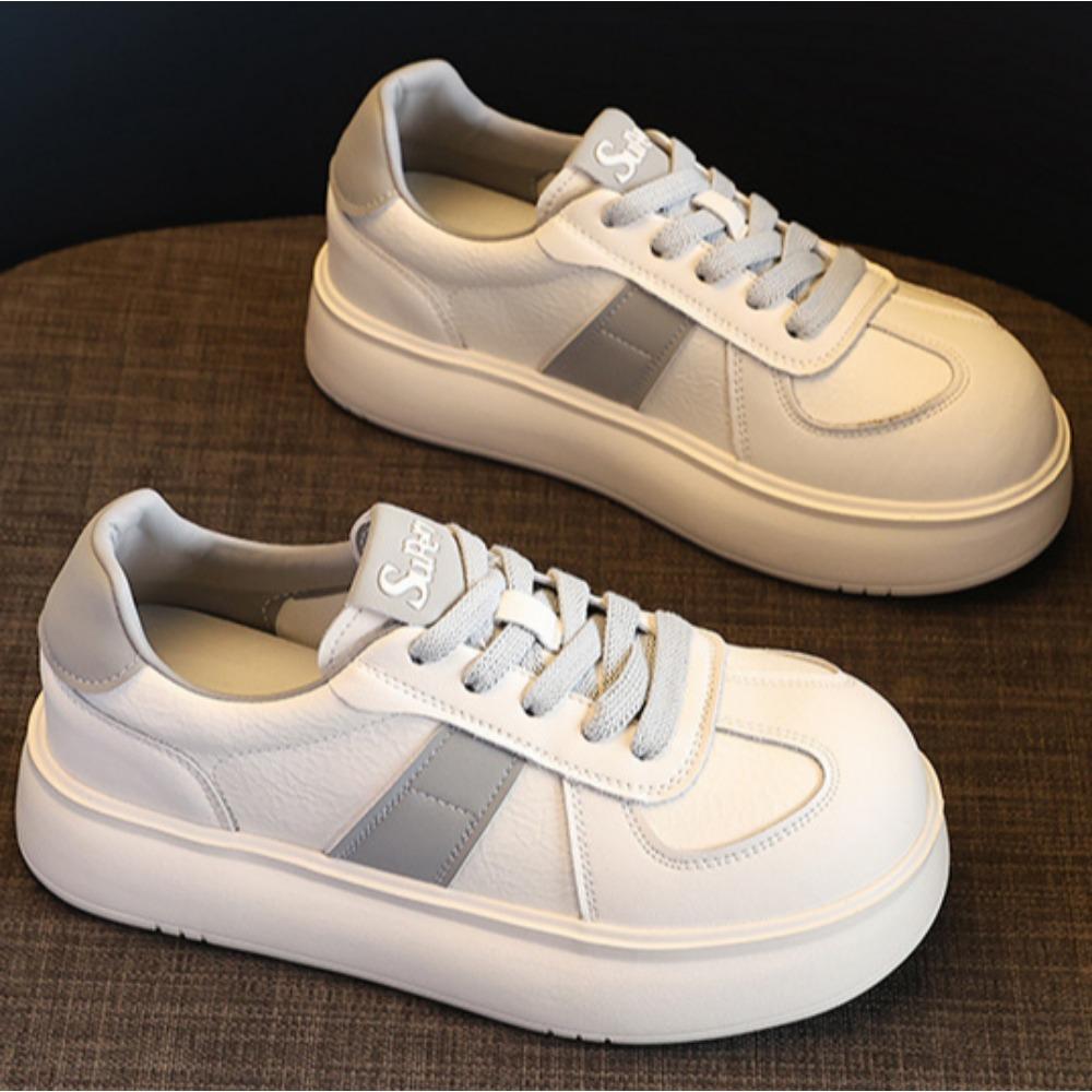 Fashion Sports Shoes for Women 2025 Spring and Autumn New Style Lace Up Casual Board Shoesbig Toe Thick Sole Lightweight Women's Shoes