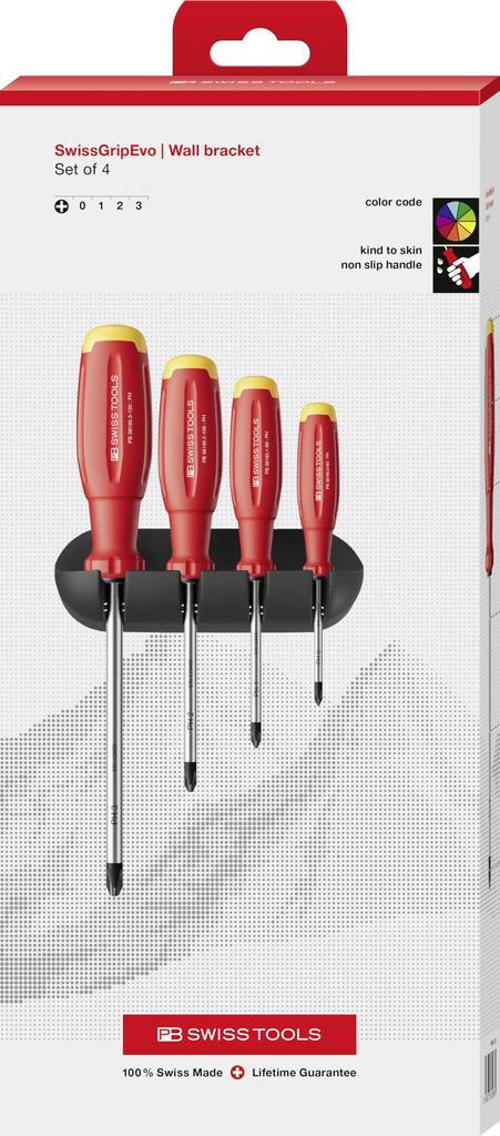 PB SWISS TOOLS SwissGrip EVO Phillips Screwdriver Set (4-piece, boxed) 38242.HCBB