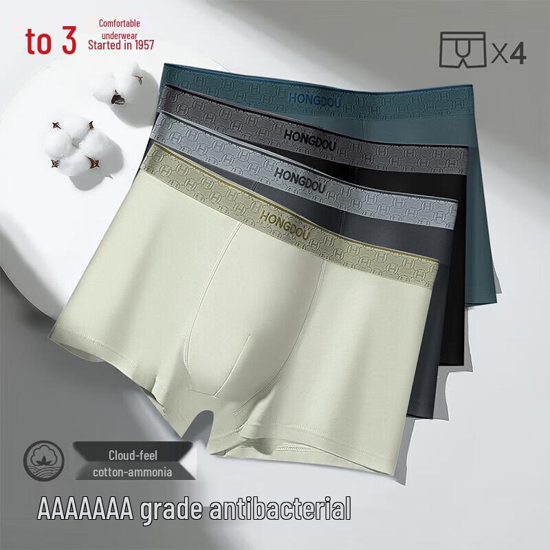 Hongdou Men's 7A Antibacterial Mesh Boxer Briefs 4-Pack
