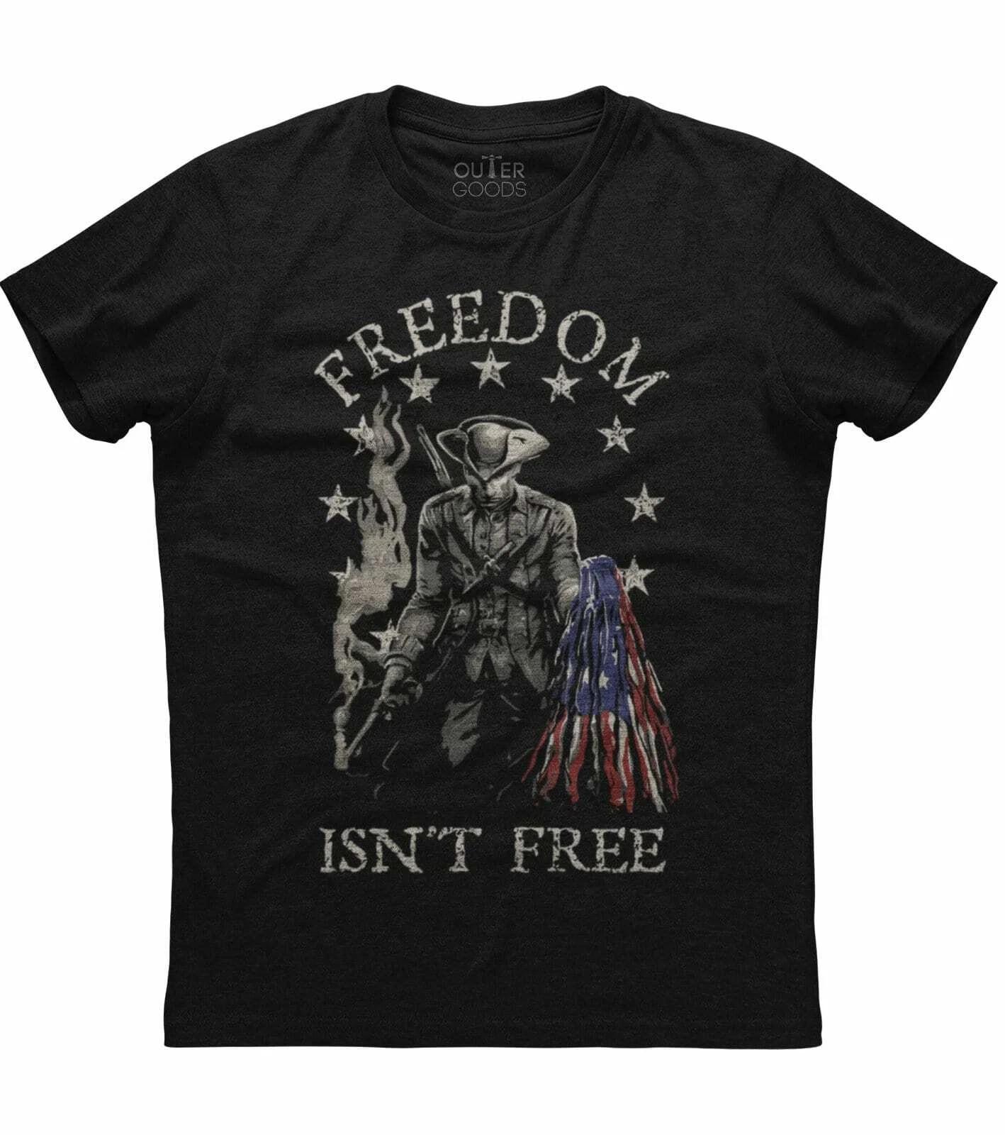 Mens USA Flag Freedom Isn t Free It Costs Something Patriotic T-Shirt Soldier US L