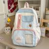 Schoolbag Fashion Polka Dot Backpack Women's Large Capacity Campus Junior High School Student School Bag Cute Transparent Splicing Plaid Backpack