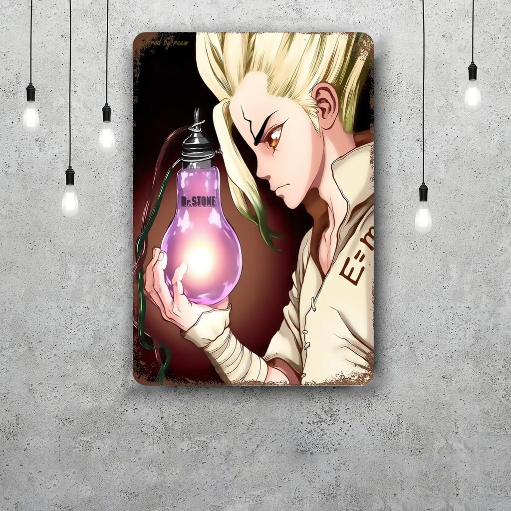 dr stone manga eng anime Decor Poster Vintage Tin Sign Metal Sign Decorative Plaque for Pub Bar Man Cave Club Wall Decoration