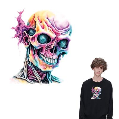 Colorful Skulls Heat Transfer Sticker Hiphop Diy Accessory Sticker Jeans Fashion Heat Press Appliqued Stripes Patches