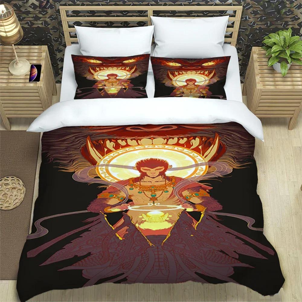 Sun WuKong Monkey King Print Three Piece Bedding Set Fashion Article Children or Adults for Beds Quilt Covers Pillowcases Gift