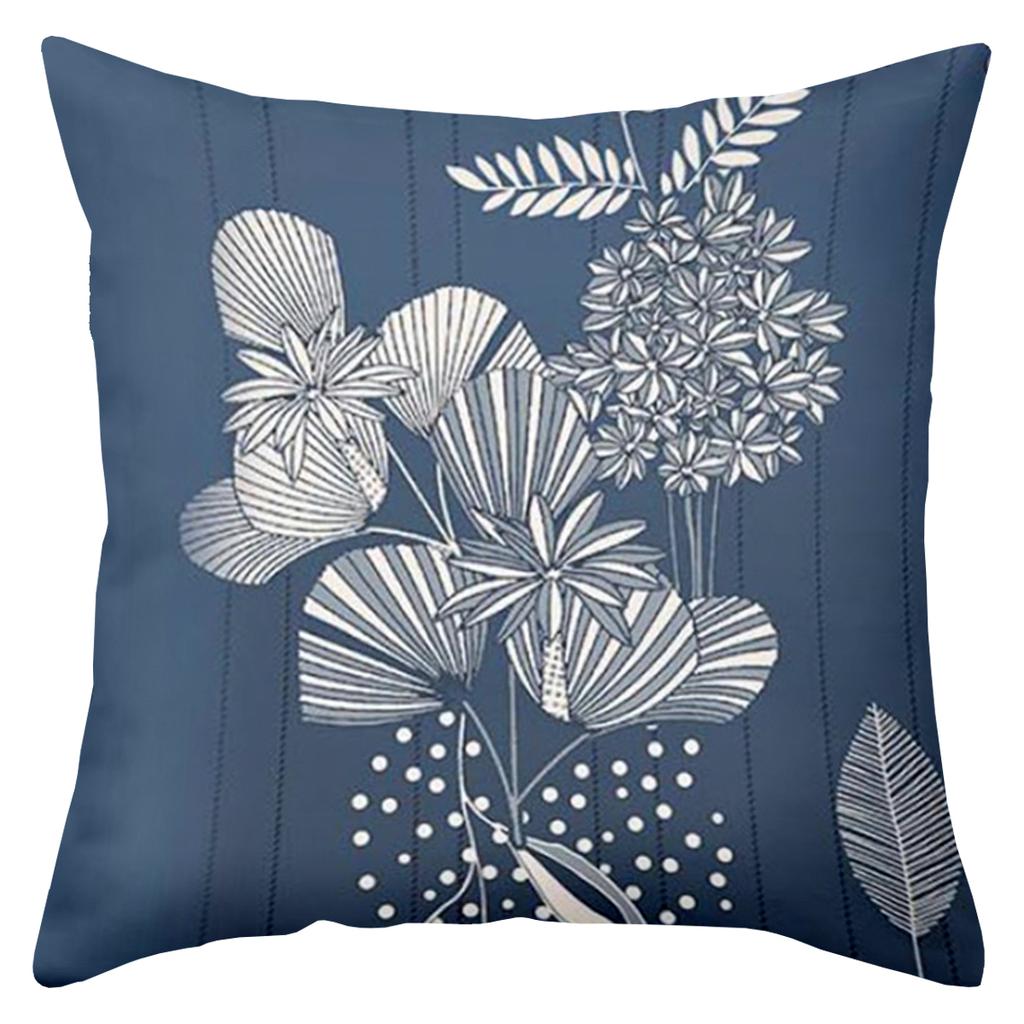 1 Pieces -2D flat printing Blue Floral Patterned Decorative Throw Pillows Polyester pillowcase sofa decorative cushion cover