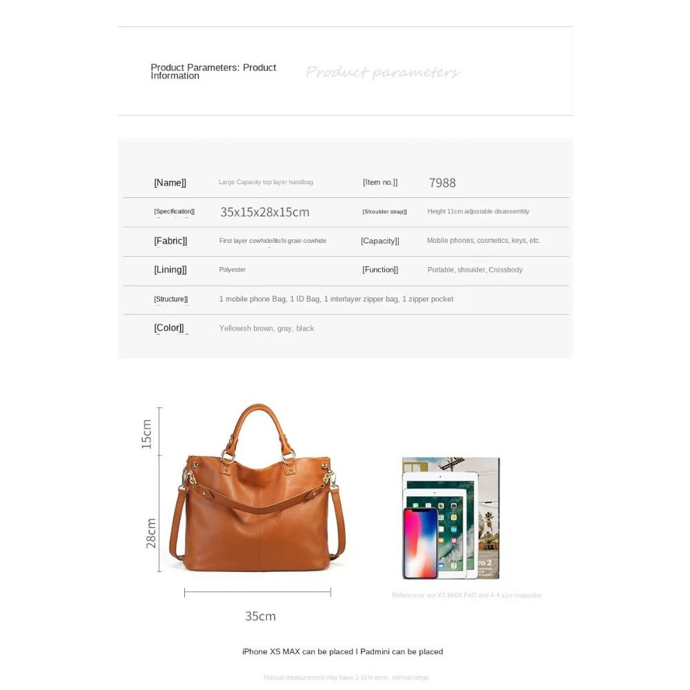 2025 New Genuine Leather Women's Handbags New First Layer Cowhide Shoulder Crossbody Bag Large Capacity Messenger Tote Bags