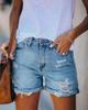 Women's Versatile Ripped Summer Shorts - Washed Straight-Leg Jeans