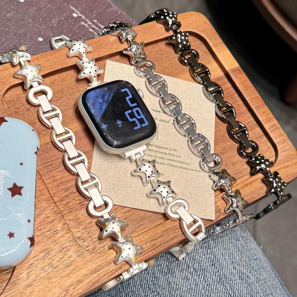 Cute Star Metal Chain Band for Apple Watch Series 1‑11 SE Ultra 38‑49mm Women Wrist Strap