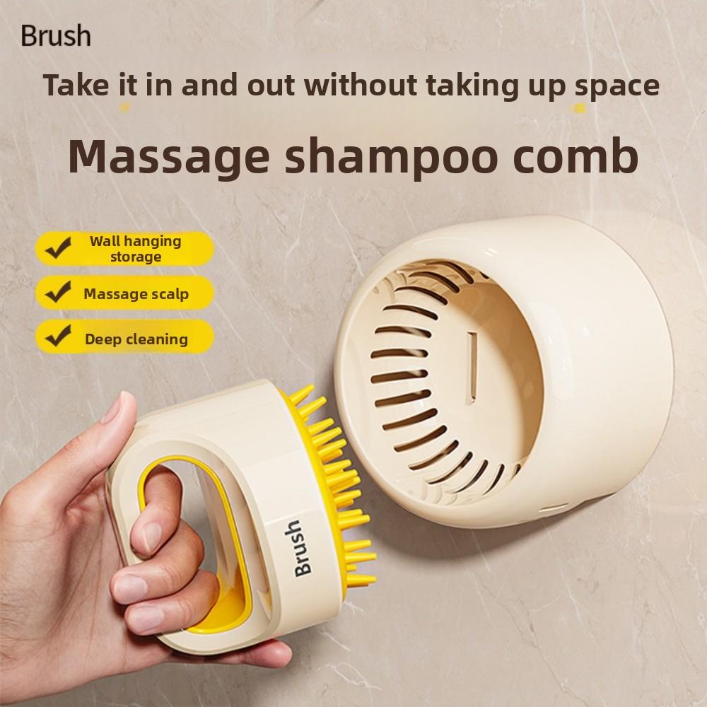 Wall Mounted Suction Cup Shampoo Brush Silicone Wet and Dry Hair Washing Comb Shower Deep Cleaning Scalp Massage Brush Bath SPA