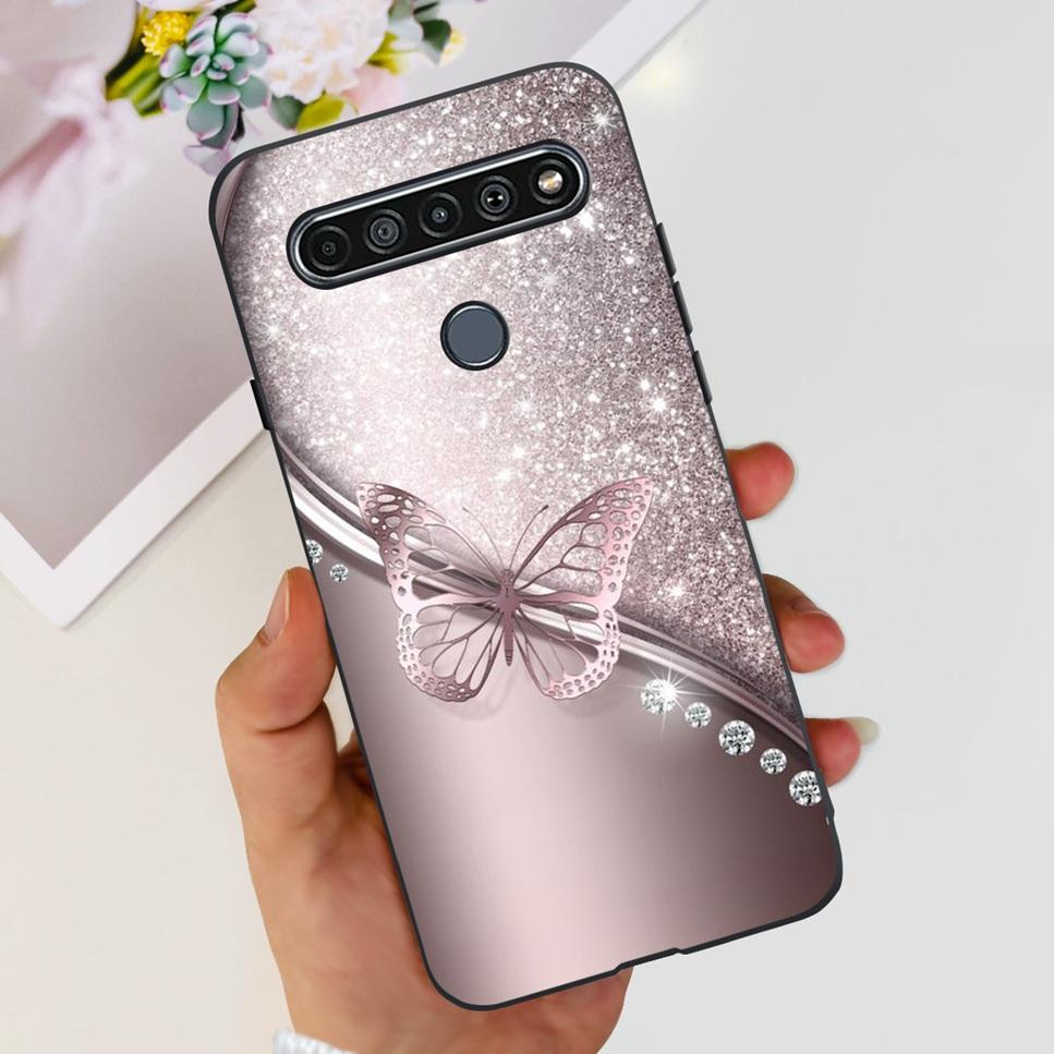 For LG K41S K 41S Case 2020 Black Silicone Cute Fashion Flower Shockproof Bumper For LGK41S LM-K410 Phone Back Cover 6.55" Funda