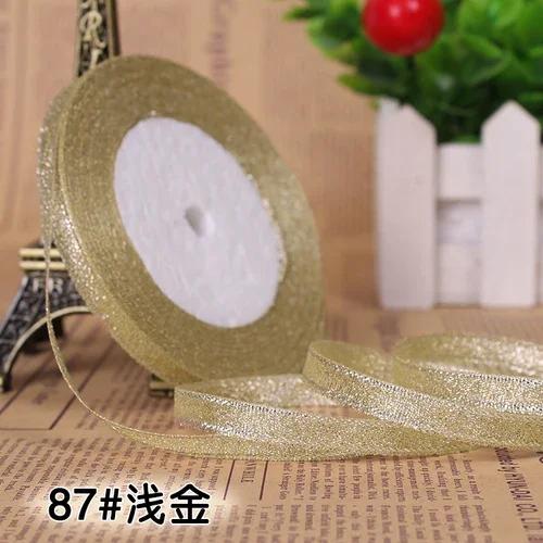 25Yards 6mm Multicolor Silk Satin Organza Ribbon Glossy Glitter Ribbon Wedding Cake Gift Decoration Crafts Garment Accessories