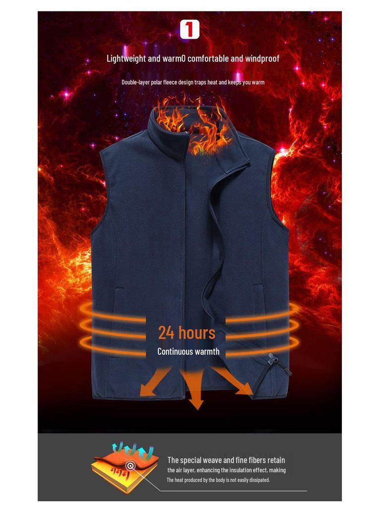 Herren Herbst- & Winterweste aus doppelseitigem Fleece - Stehkragen, verdickt, warm, sportlicher & lässiger Stil.