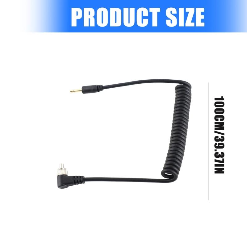 Compactly PC To 2.5mm Flash Syncing Cable with Screw Lock Extended Coiled Wire Design Premium PVC Construction 100cm