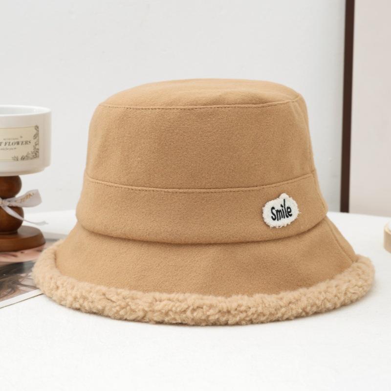 Women's Autumn and Winter New Thickened Plush Bucket Hat Outdoor Windproof Warm Basin Hat Bucket Hat