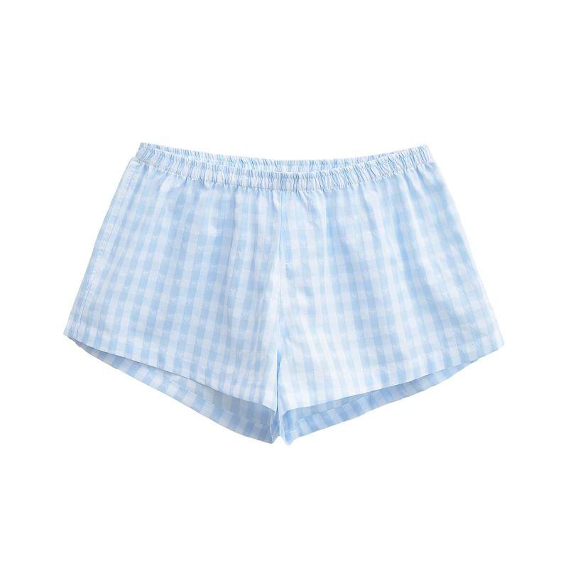 

BM Sense Эластичная талия Синие шорты в клетку Love На все случаи жизни Пижамные брюки Домашняя повседневная Жаккардовые Горячие шорты Женские Летние Новые Blue L