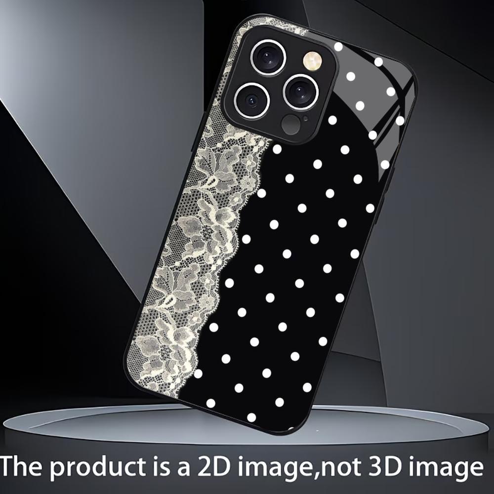 White Lace & Polka Dot phone case mobile phones for iphone 17 pro max cover Glass for iPhone 17 16 15 14 13 12 11pm Pro Plus