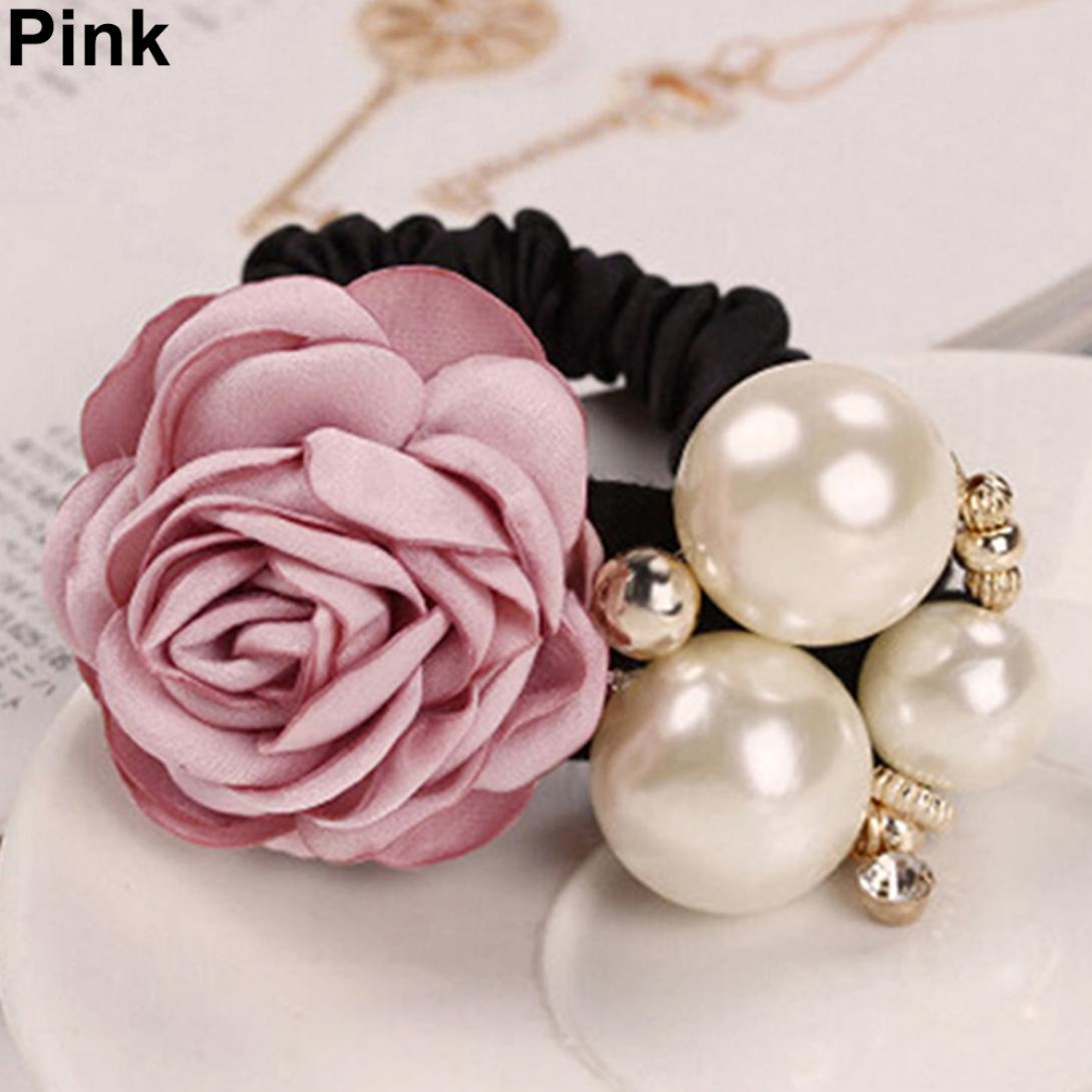 

Monoceros Lady Girl Chic Sweet Rose Flower Искусственный жемчуг Повязка для волос Держатель для хвоста Повязка для волос розовый