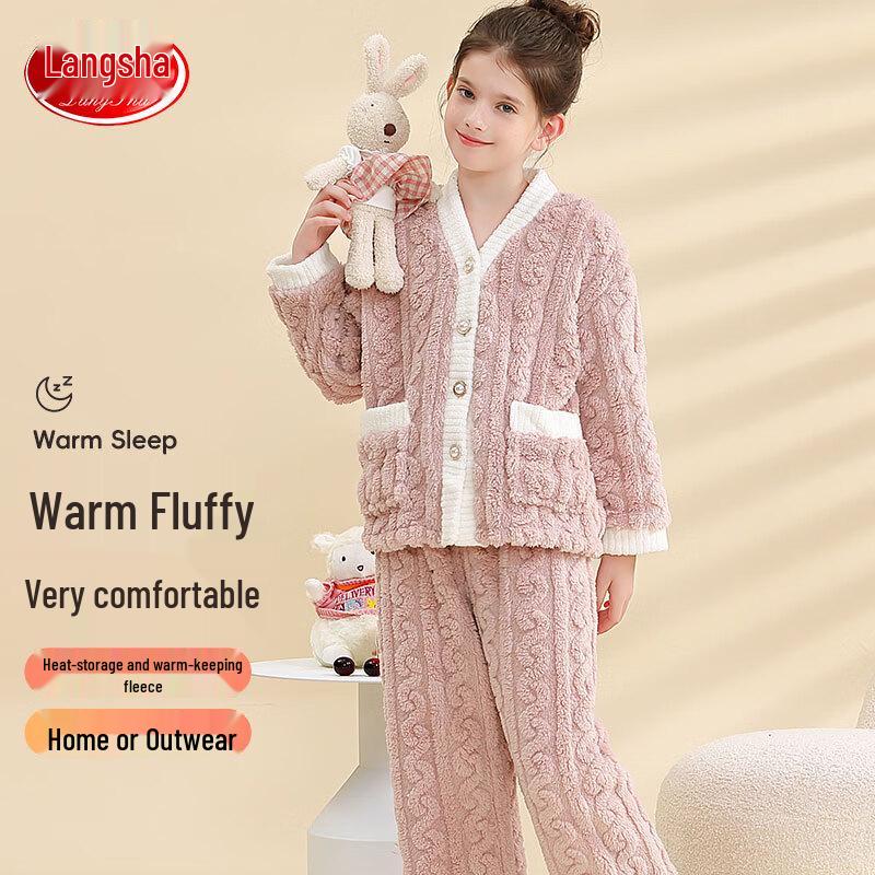 

Lonsa Girls Flannel Warm Pajama Set 160