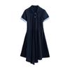 Chuyu Damen Gestreiftes Piqué Polo Midi Kleid