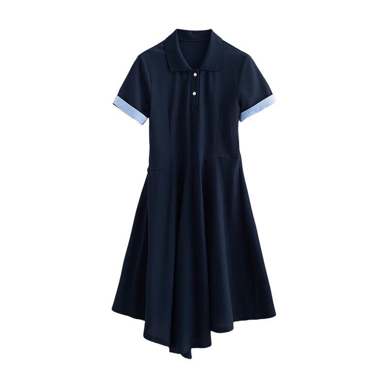 Chuyu Damen Gestreiftes Piqué Polo Midi Kleid