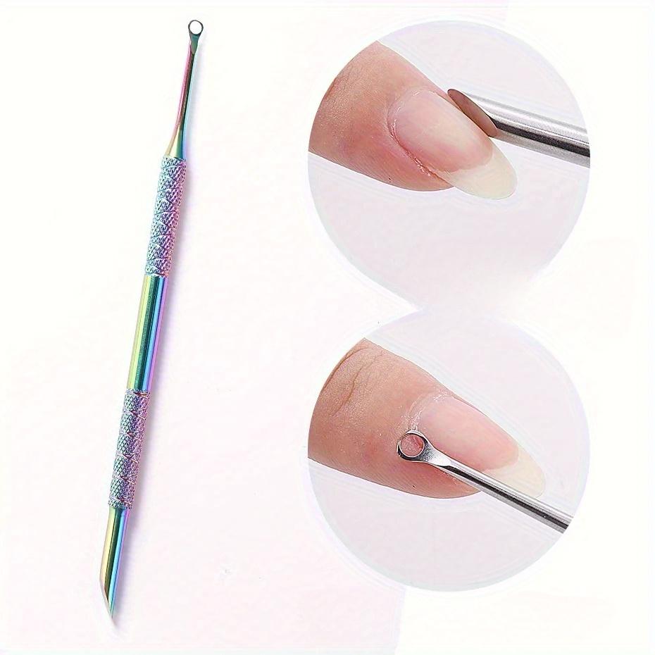 Stainless Steel Double-Headed Nail Pusher Cuticle Remover Exfoliation Prep Tool Clean Dead Skin Circle Bevel Shovel Manicure Tool