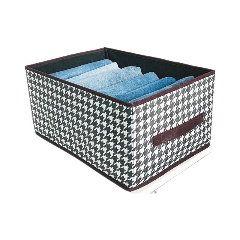 Houndstooth Foldable Wardrobe Organizer Box - Non-woven Fabric with PP Board