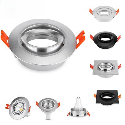Round Square Recessed Spotlight GU10 MR16 Adjustable Spot Light Fixture LED Downlight Ceiling Spot Light Frame Indoor