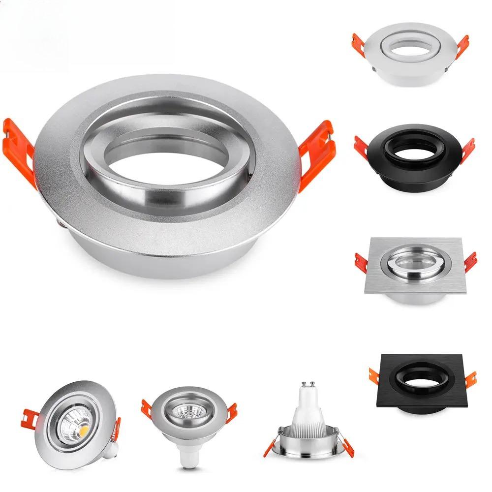 Round Square Recessed Spotlight GU10 MR16 Adjustable Spot Light Fixture LED Downlight Ceiling Spot Light Frame Indoor
