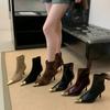 Pointed High-heeled Short Boots Women's 2025 New Autumn and Winter Black Fashion Thin Heel French Temperament Velvet and Ankle Boots