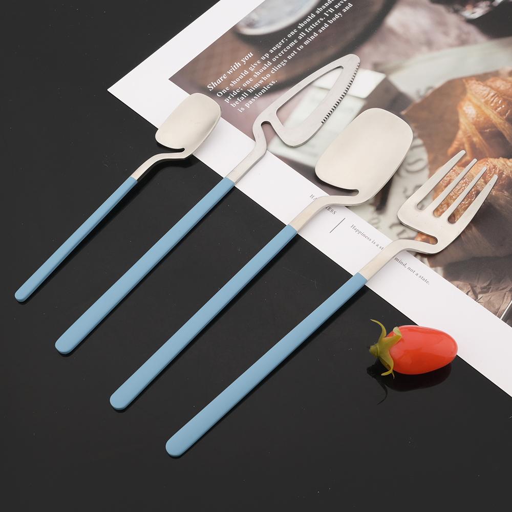 

4/12Pcs Matte Dinnerware Cutlery Set Stainless Steel Dinner Knife Fork Coffee Spoon Set Kitchen Flatware Tableware Party Set