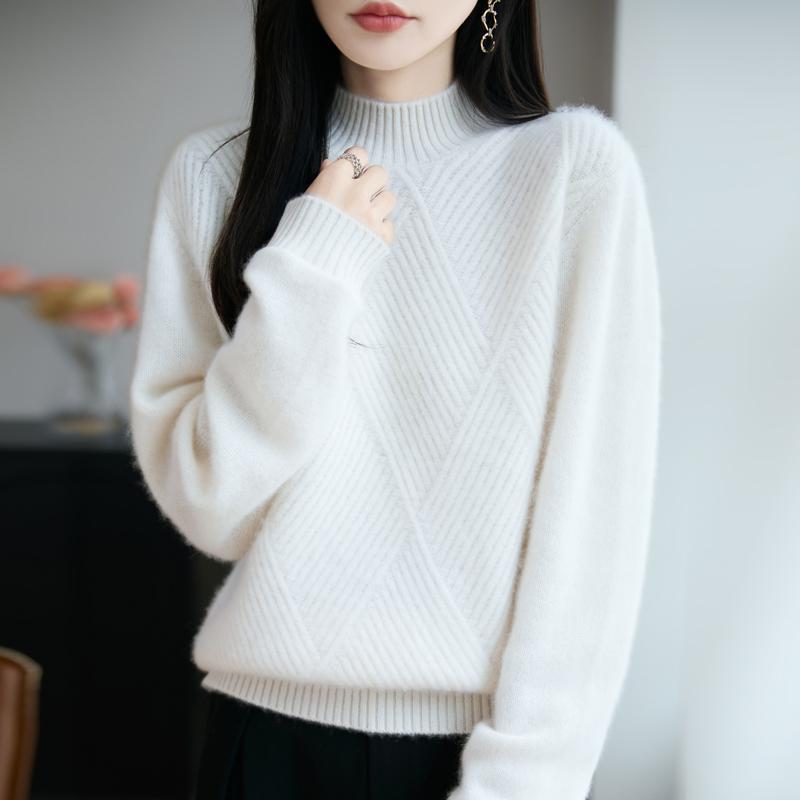 Damen Pullover 100% Wolle MODERN NEW SAGA Rollkragen Strickpullover Dicke Winterpullover Damen Strickoberteile