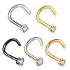 1PC 20G Steel Prong CZ Nose Screw Rings Nariz Earring Nostril Piercings Opal Twist Curved Bar Gem Nose Bone Stud Rings Jewelry