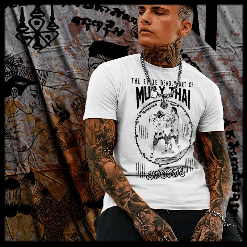

Muay Thai T-shirt Thai boxing Sak Yant Tattoo Thai Boxer Thailand fighter 4XL