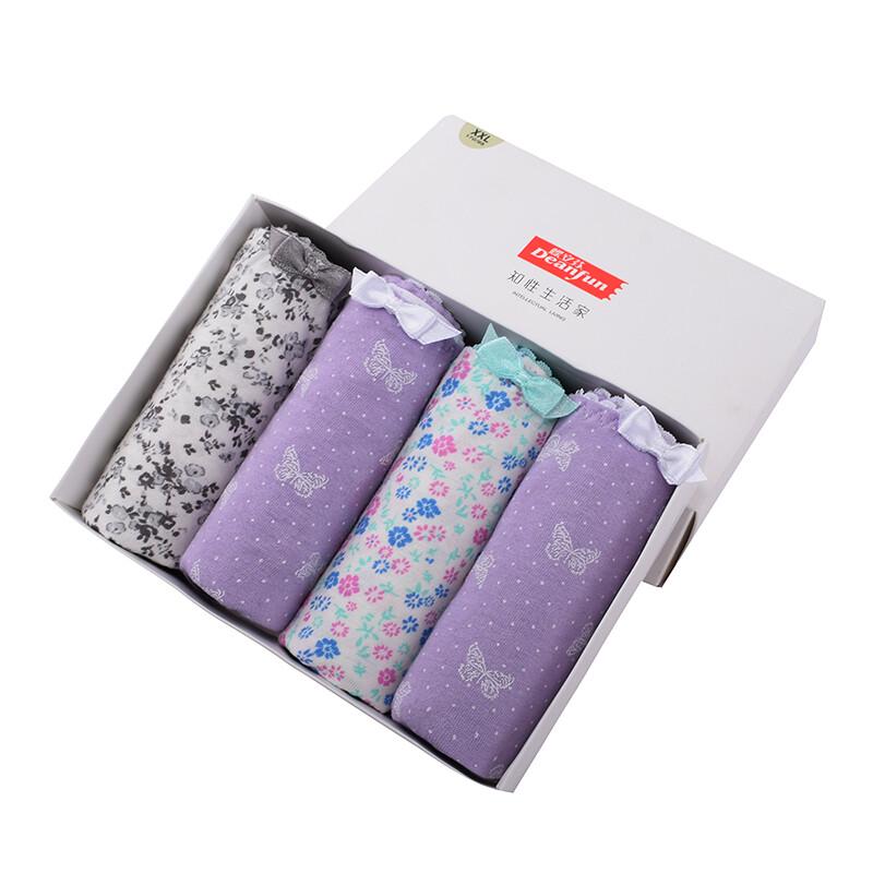 Dámské 100% bavlněné boxerky se středním pasem s potiskem - 4 kusy